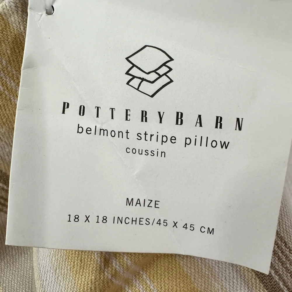 Pottery Barn Belmont Stripe Maize Pillow Cover and Insert Linen Cotton